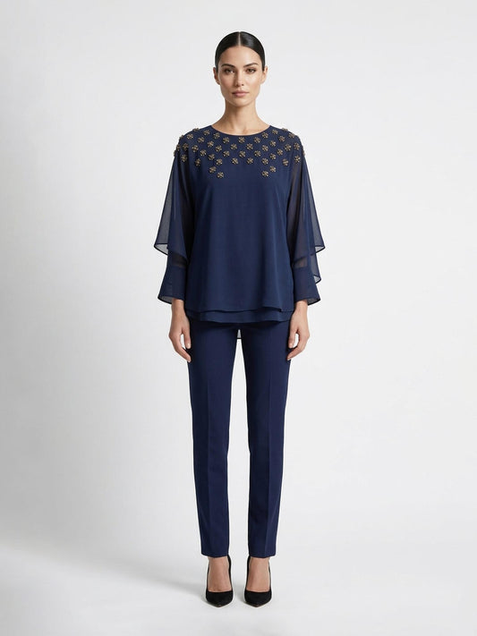 Embellished Draped Top