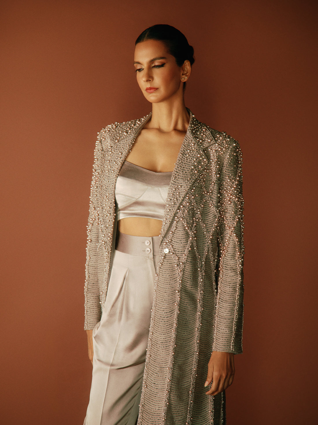 Poorna Jaganathan • in Mabe Pearl Dori Jacket Set