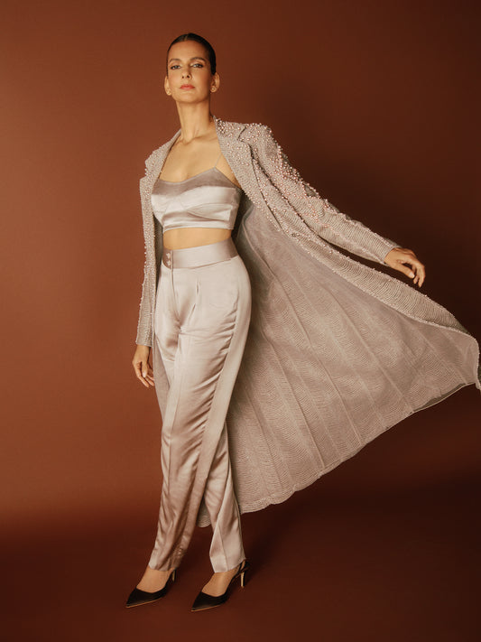 Poorna Jaganathan • in Mabe Pearl Dori Jacket Set