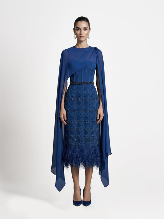 Embellished Sleeve Asymmetric Dress
