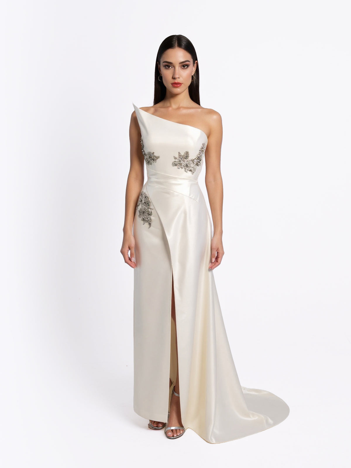 Embellished Strap Draped Gown