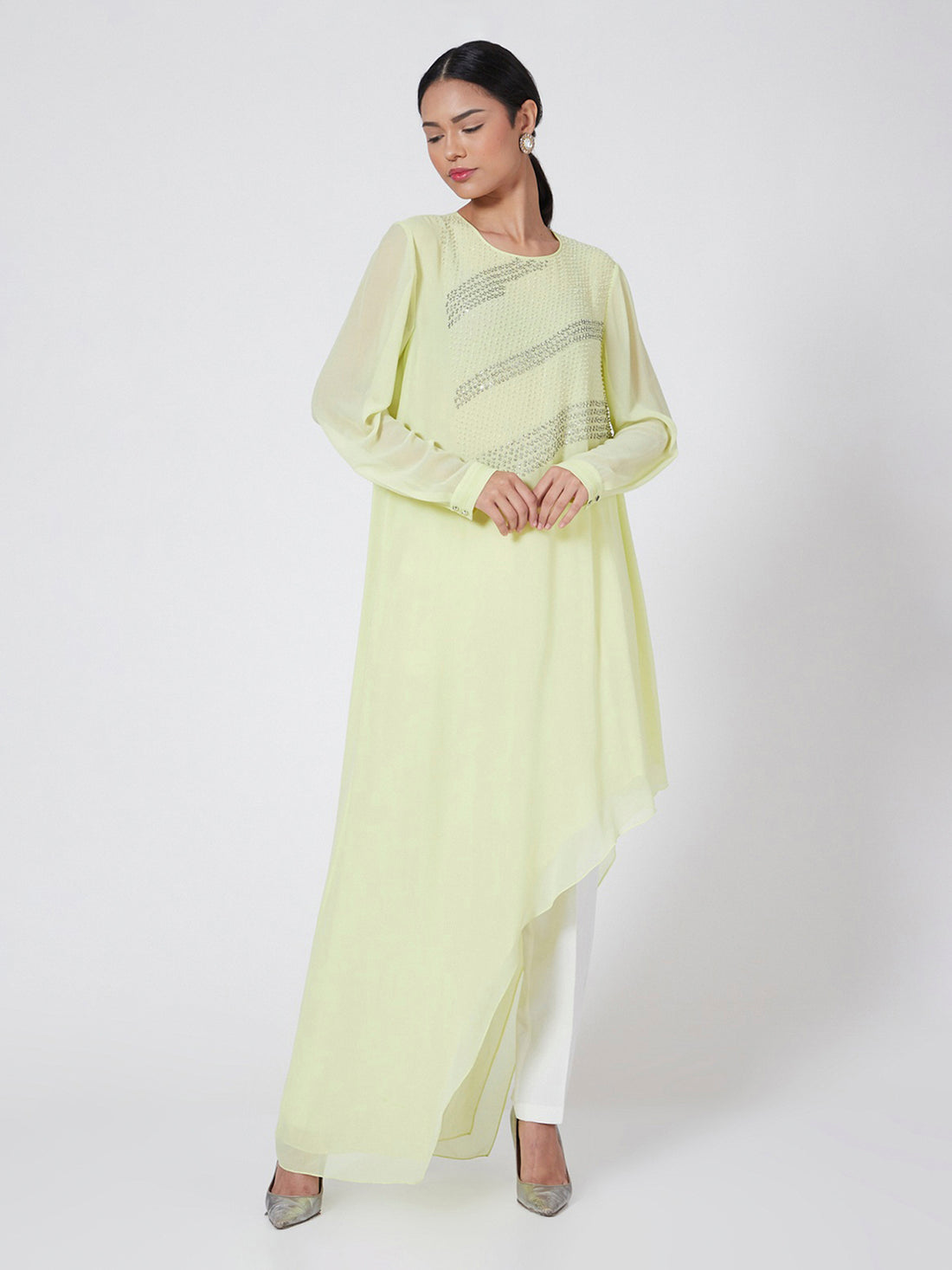 Asymmetrical Ombre Top With Sequins