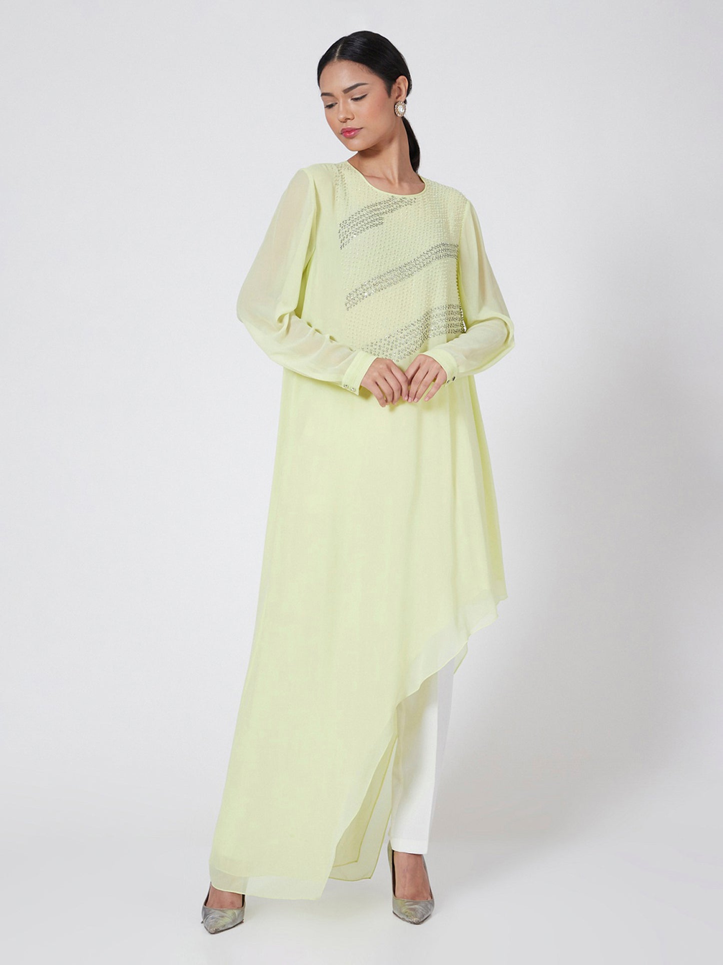 Asymmetrical Ombre Top With Sequins