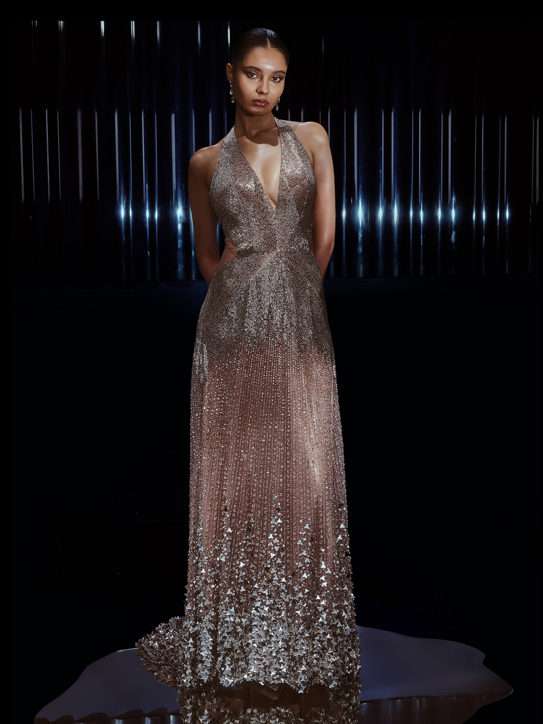 Celestial Symphony in Sequins and Sheer Elegance