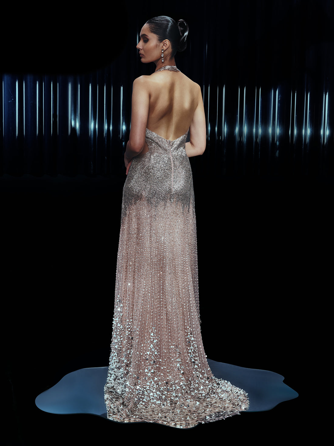 Celestial Symphony in Sequins and Sheer Elegance