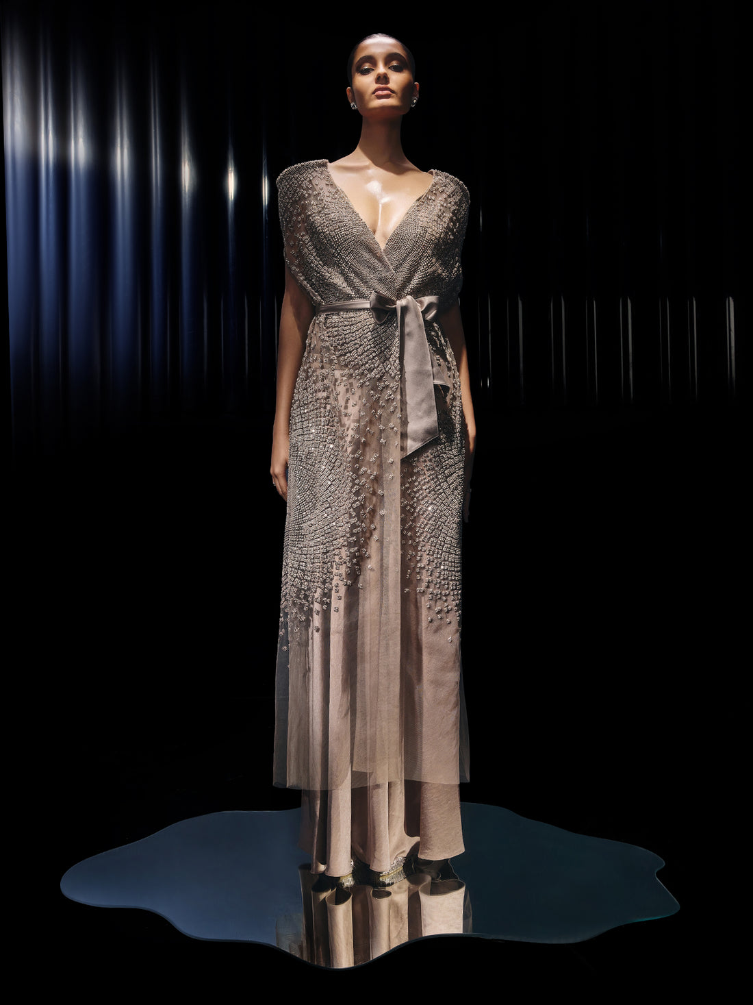 Luna Cape Set with Pearl and Crystal Handwork