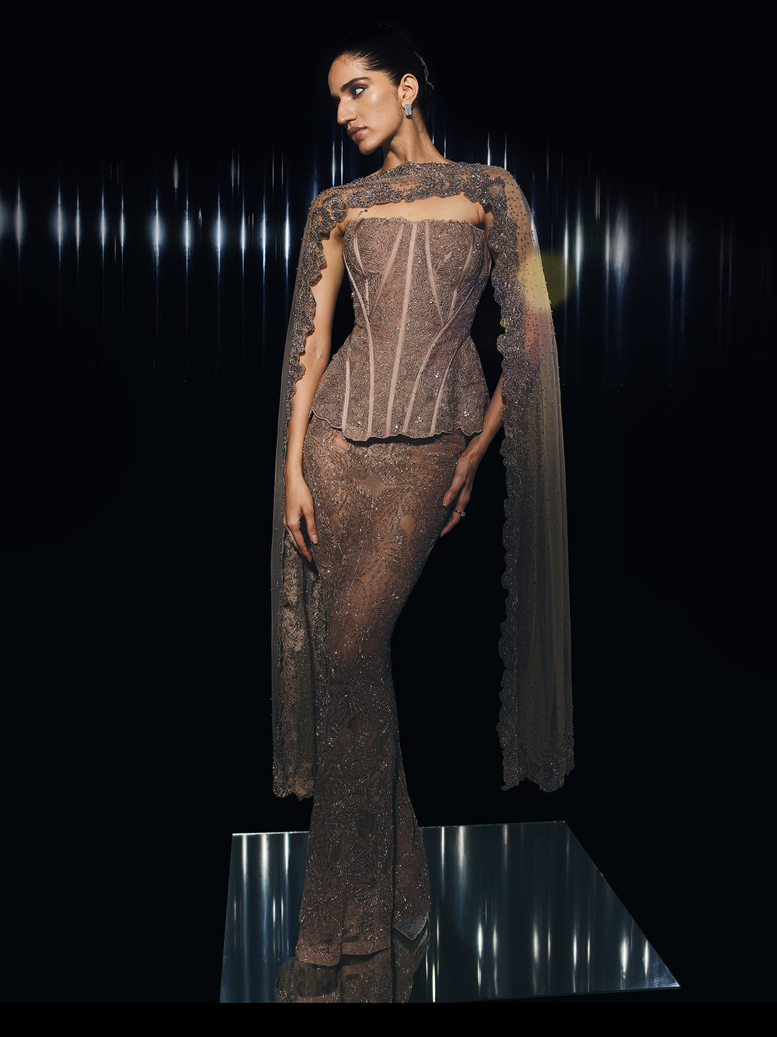 Rosé structured Corset set