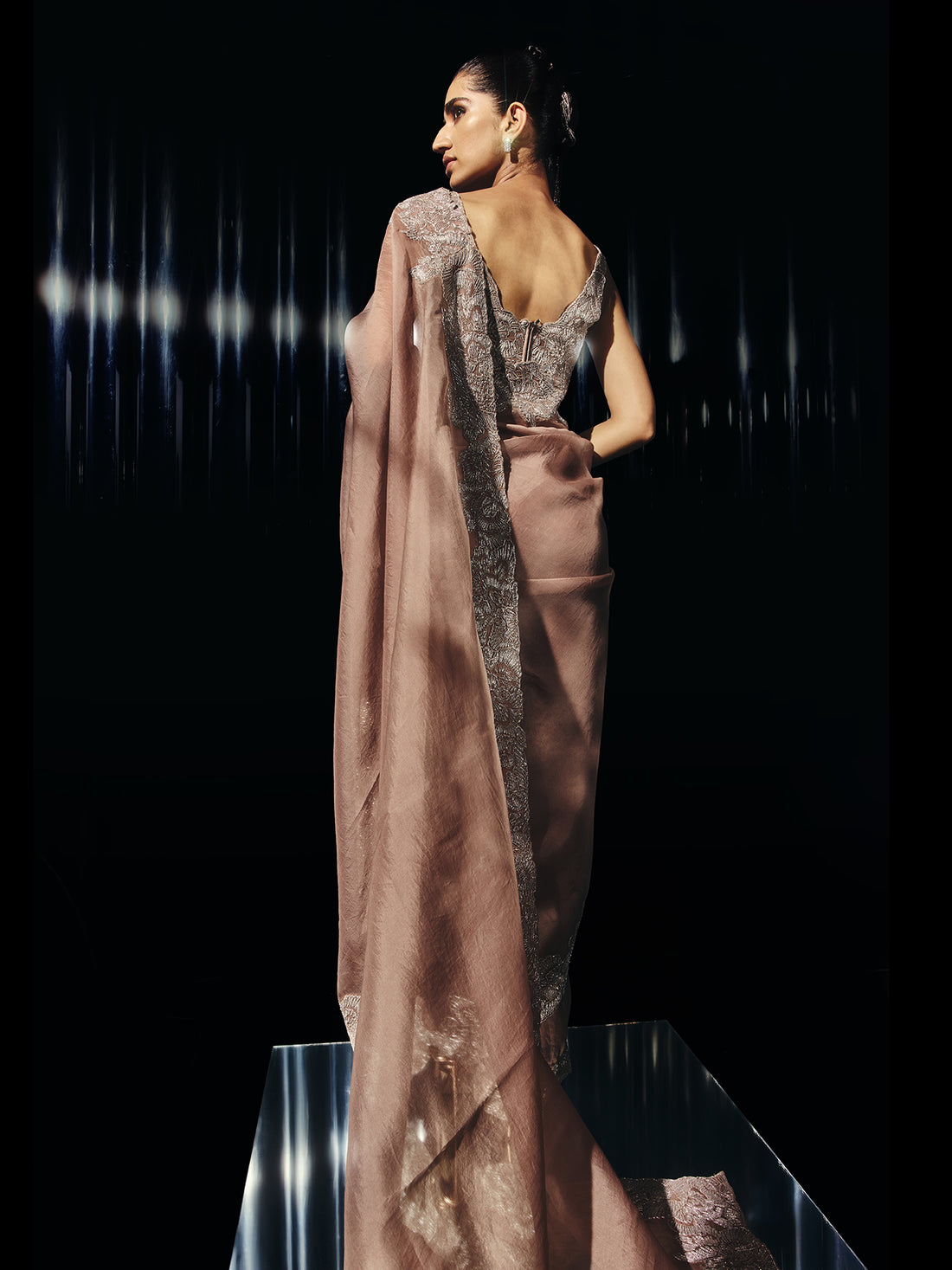 Vintage Rose Embroidered Sari