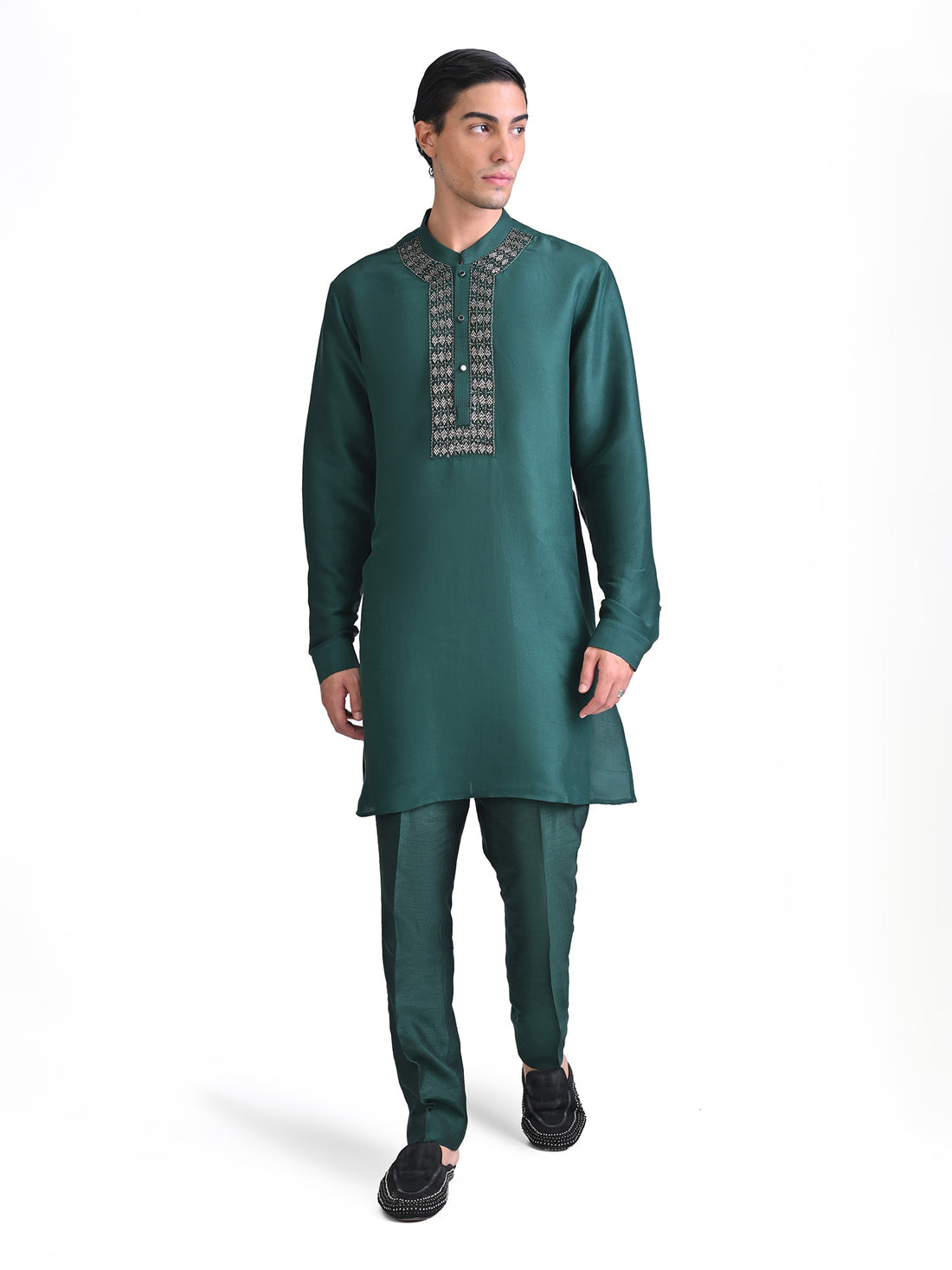 Embellished Yoke Placket Kurta Set
