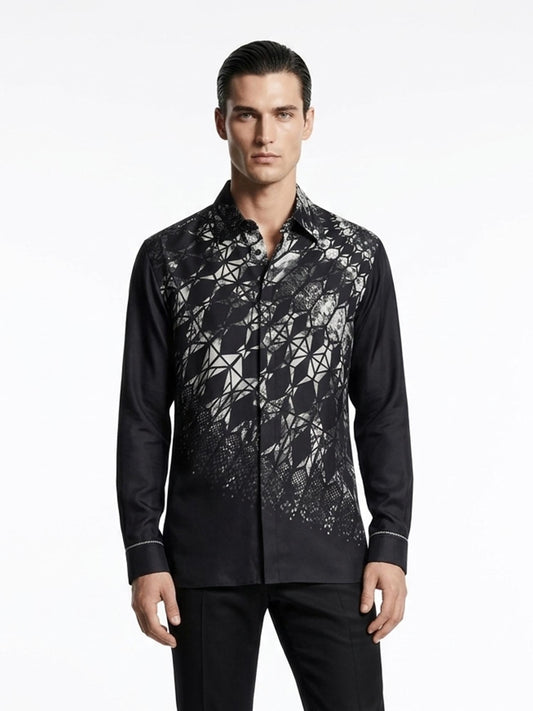 Geometric Mosaic Long-Sleeve Shirt