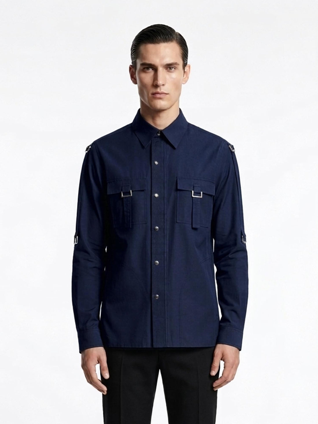 Sculpted Indigo Utility Shirt