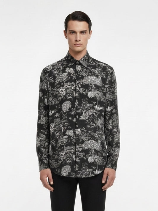 Monochrome Botanical Print Shirt