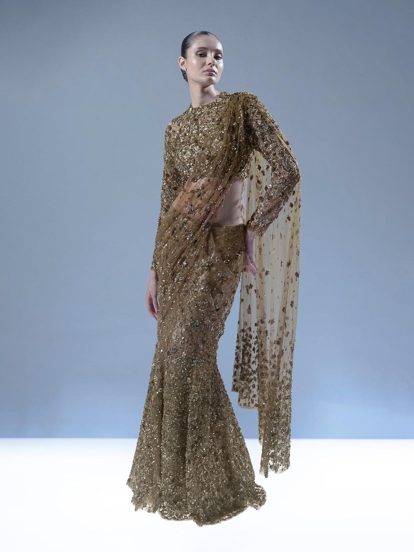 Midnight Ember Drape Saree