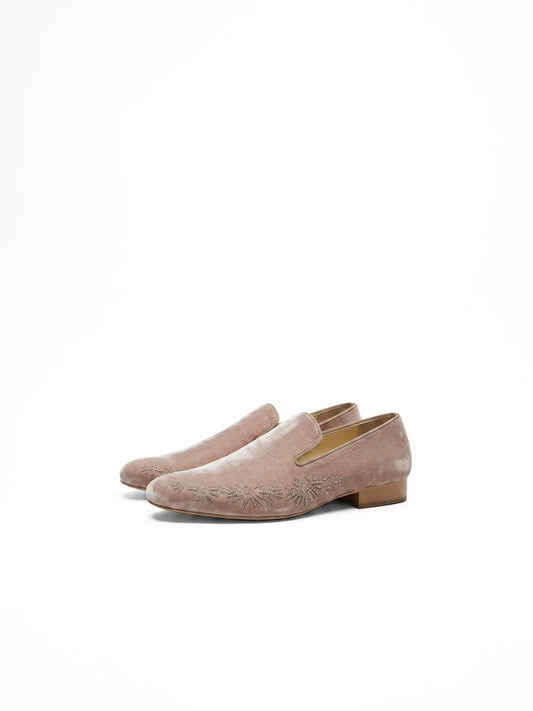 Crystal Bloom Velvet Loafers
