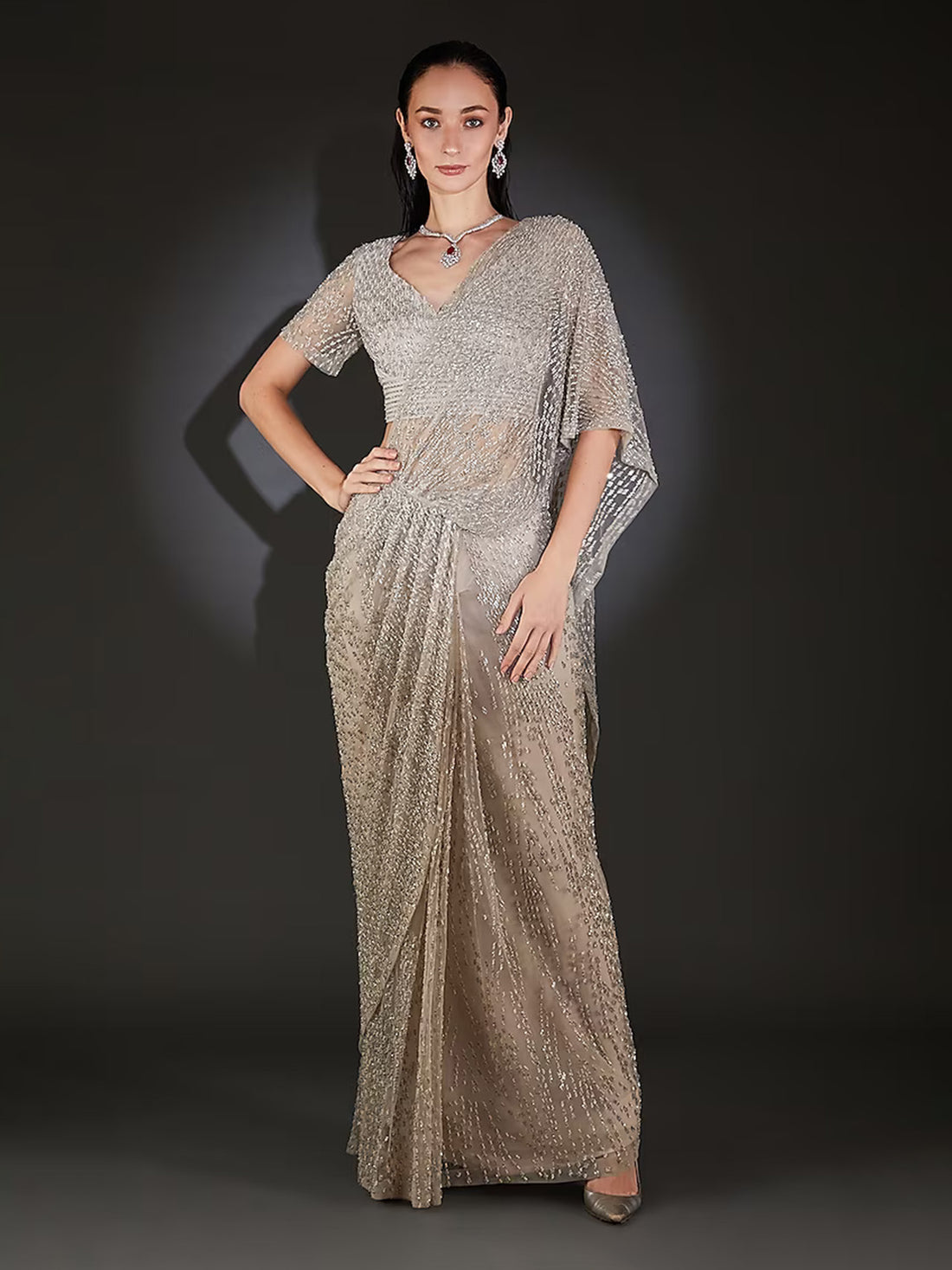 Celestial Drape Sequin Sari