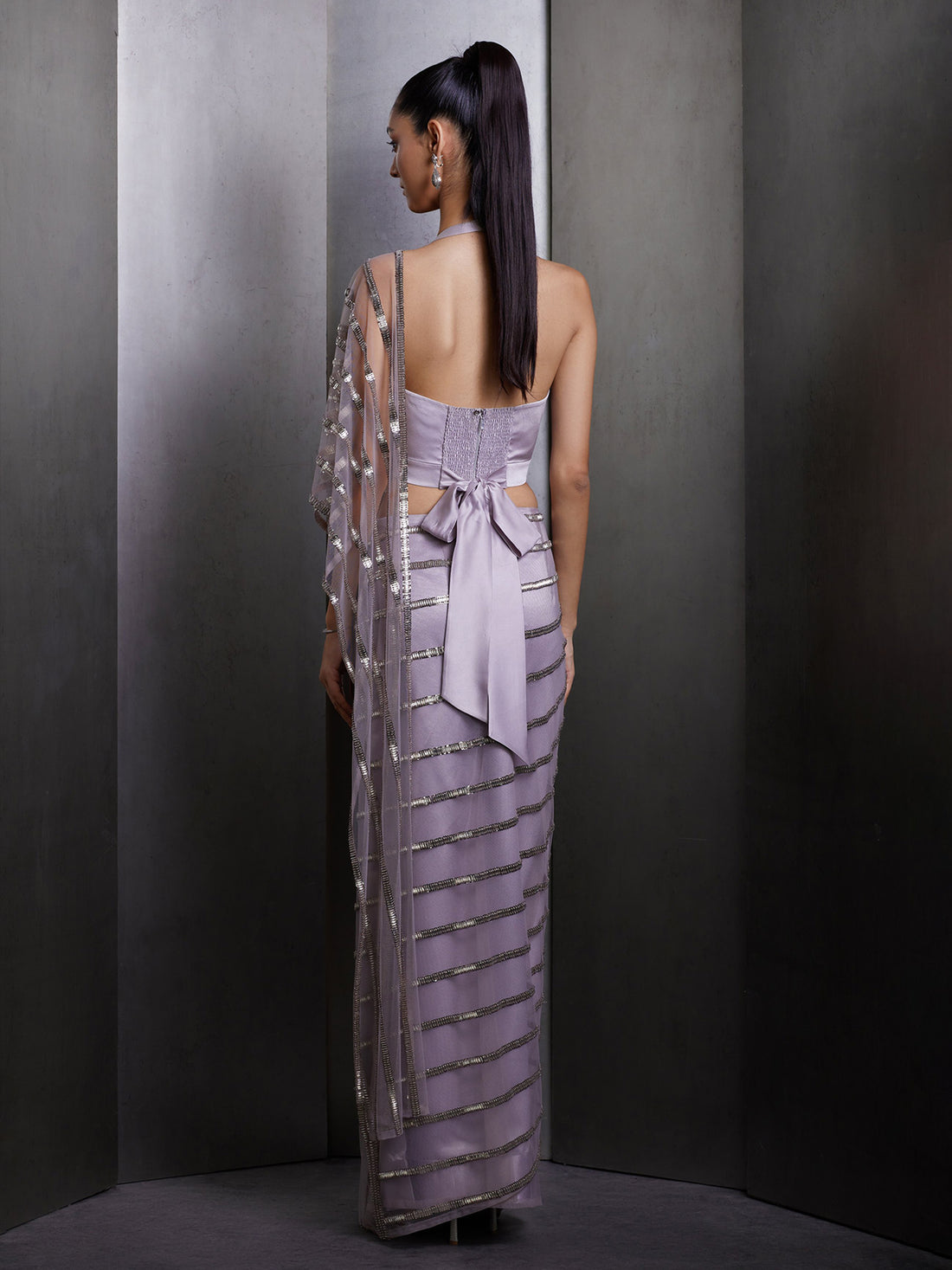 Silver Embellished Saree