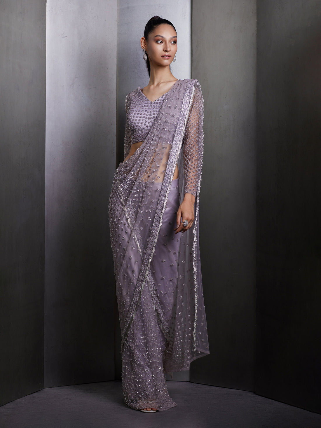 Sora Metal Fringe Saree