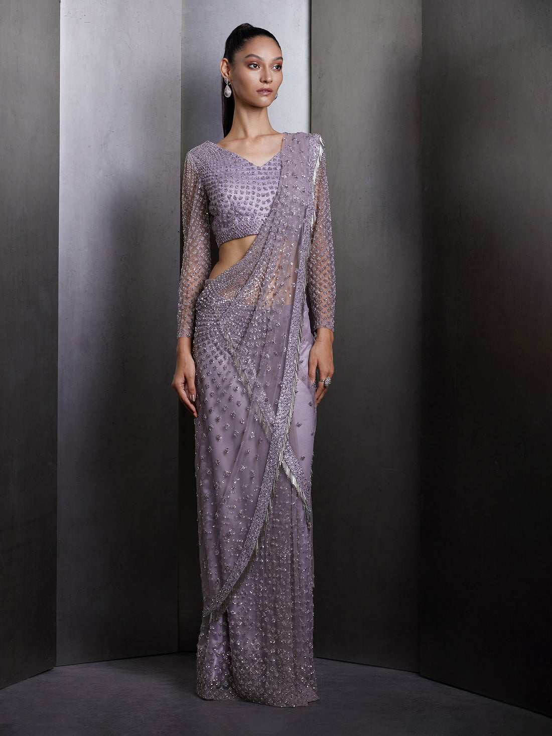 Sora Metal Fringe Saree