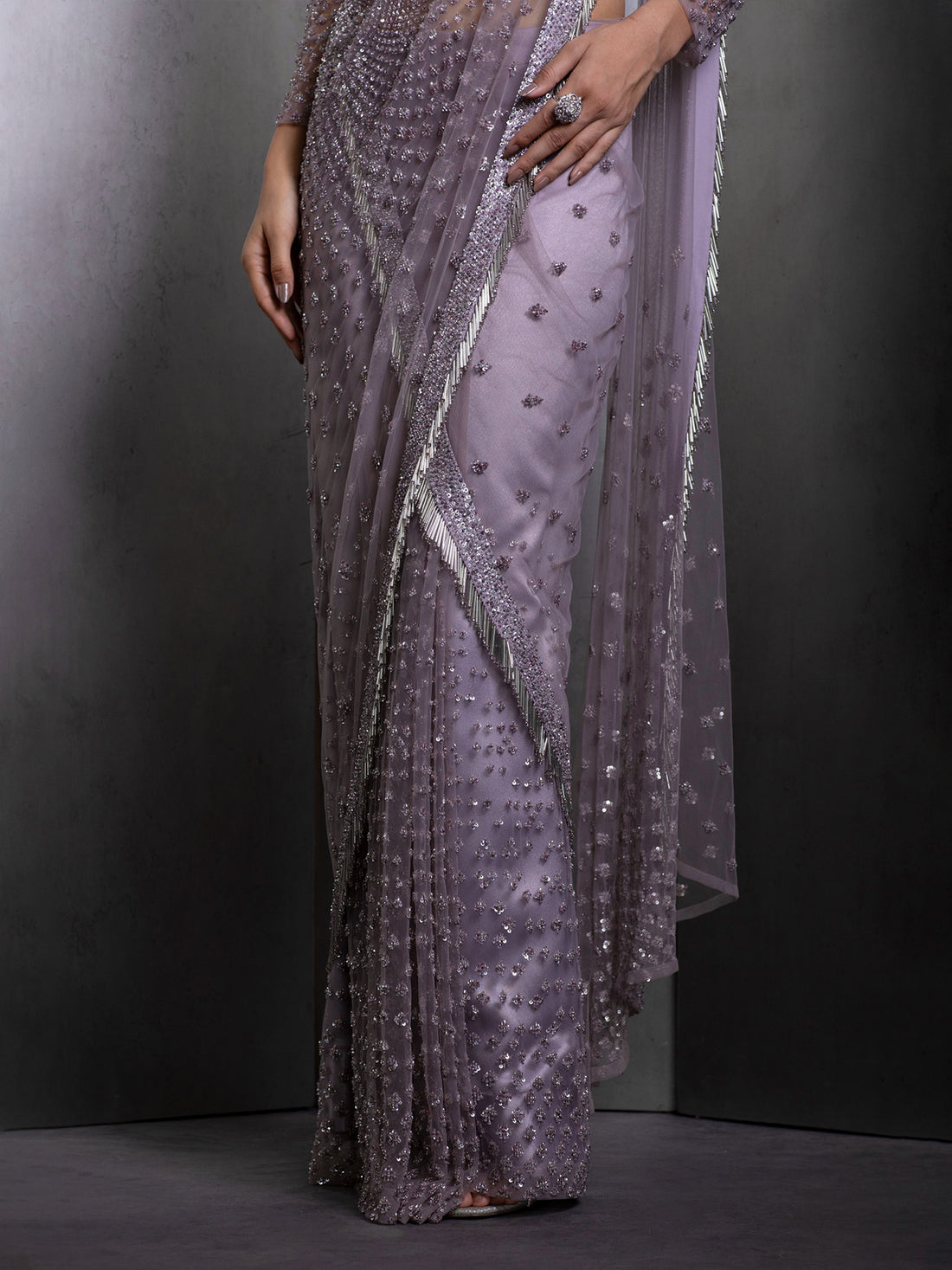 Sora Metal Fringe Saree