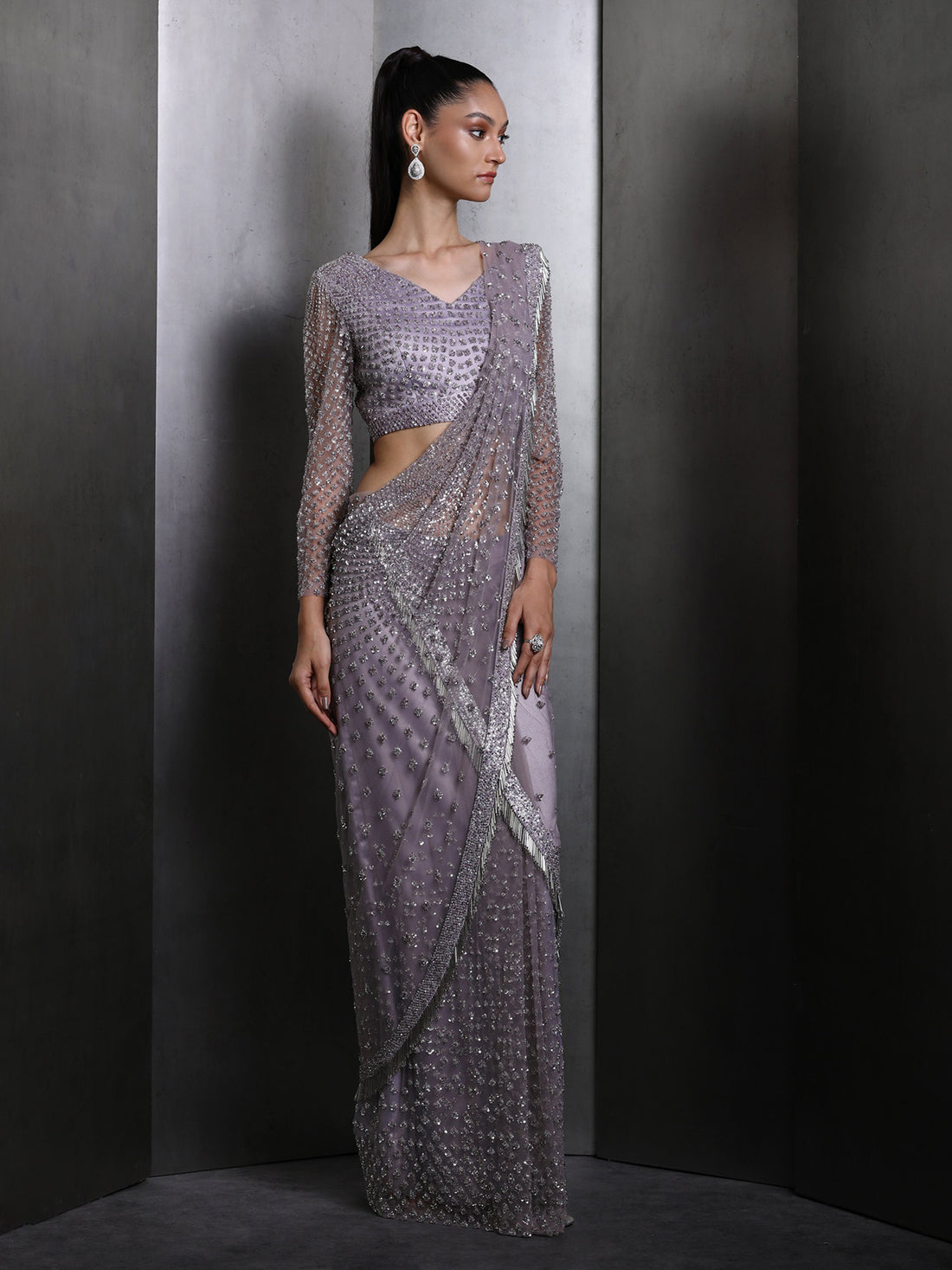 Sora Metal Fringe Saree