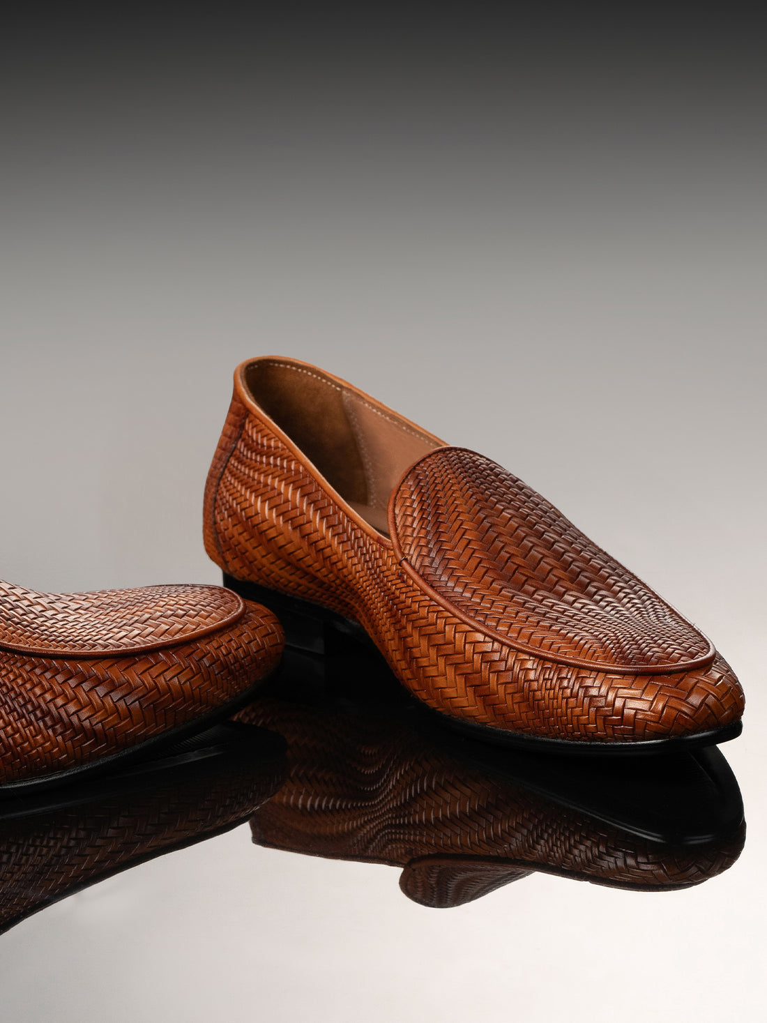 Tan Grained Loafers