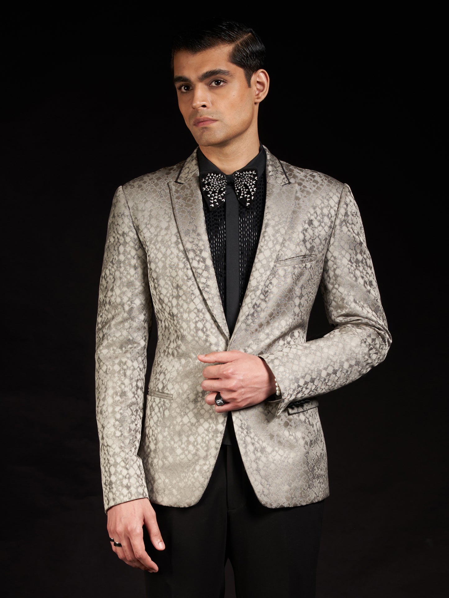 Steel Grey Textured Suit