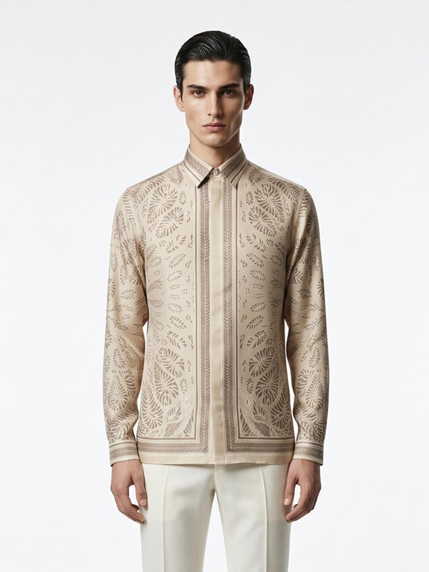 Ecru Filigree Panel Shirt