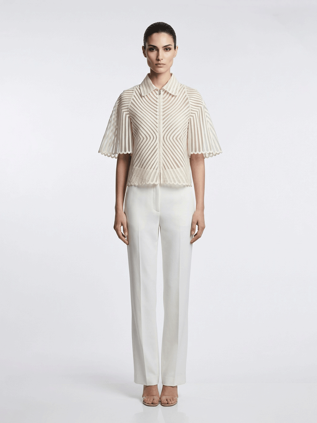 Geometric Top With Bold Sleeves