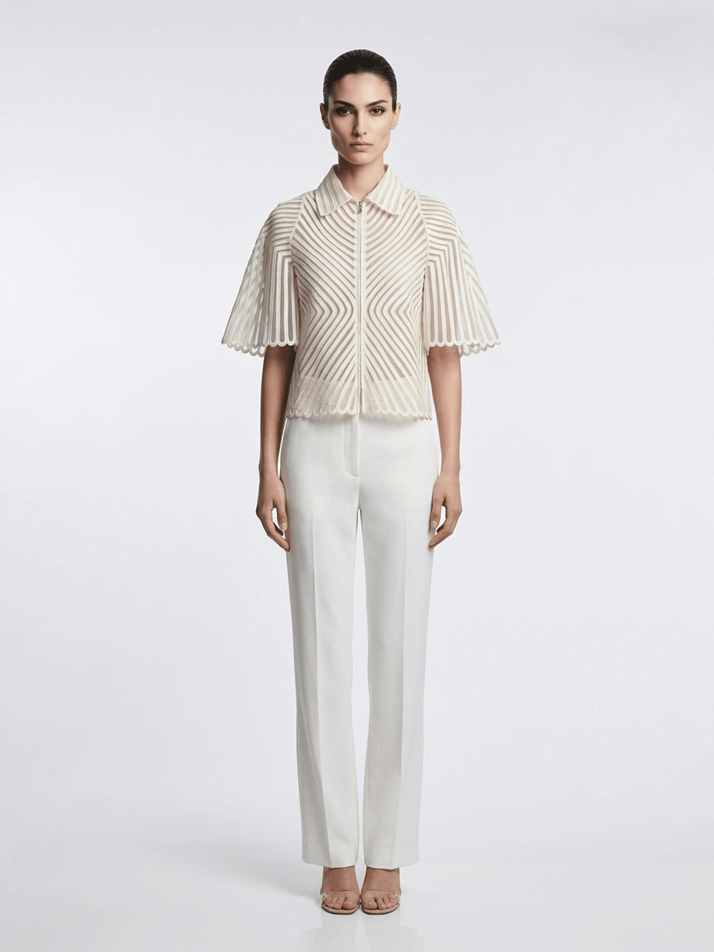 Geometric Top With Bold Sleeves