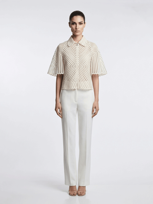 Geometric Top With Bold Sleeves