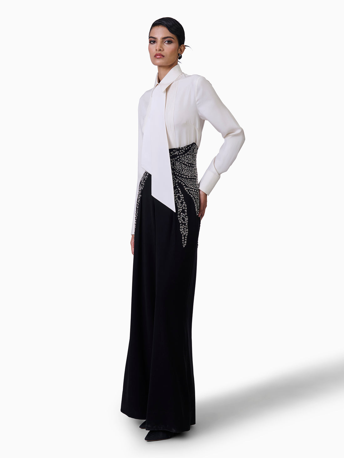 Monochrome Majesty Embellished Trousers Set