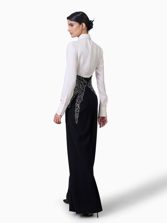 Monochrome Majesty Embellished Trouser Set