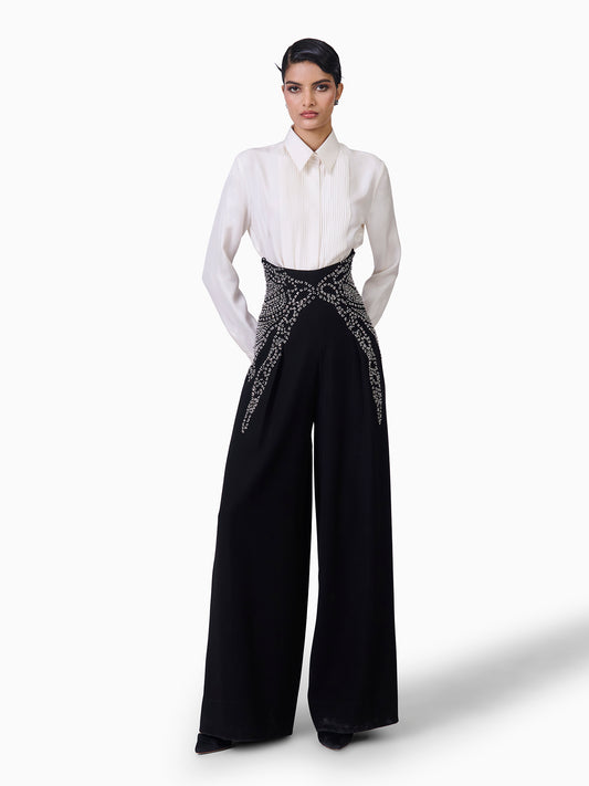 Monochrome Majesty Embellished Trouser Set