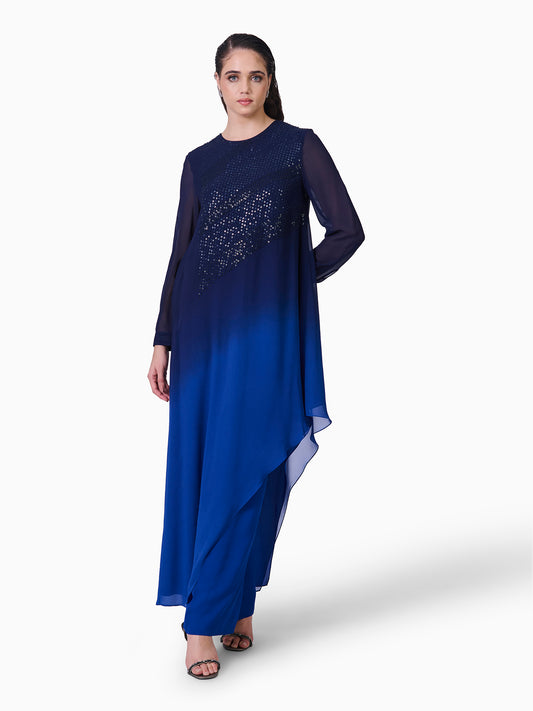 Asymmetrical Ombre Top With Sequins