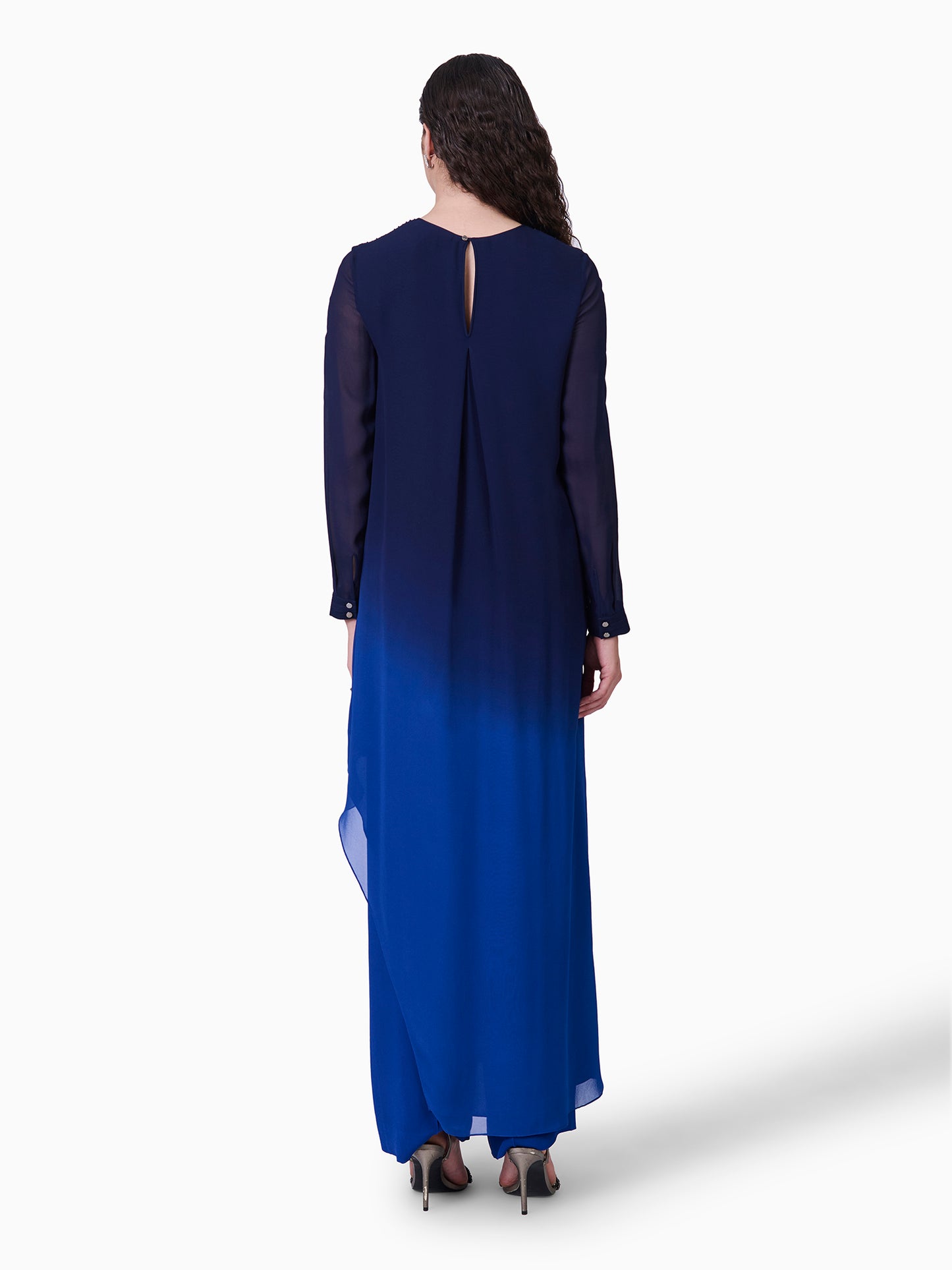 Asymmetrical Ombre Top With Sequins