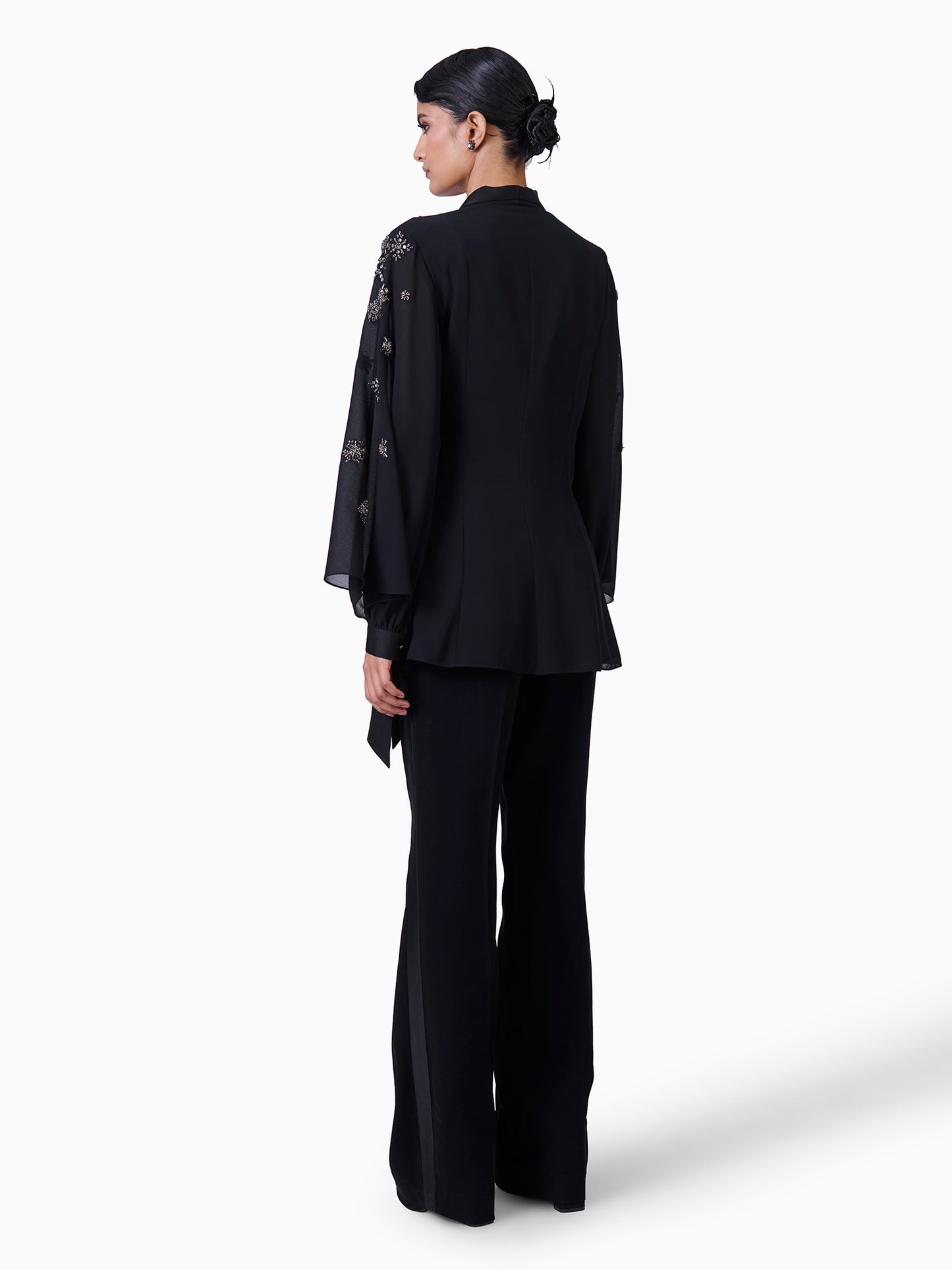 Midnight Elegance Embellished Jacket Set