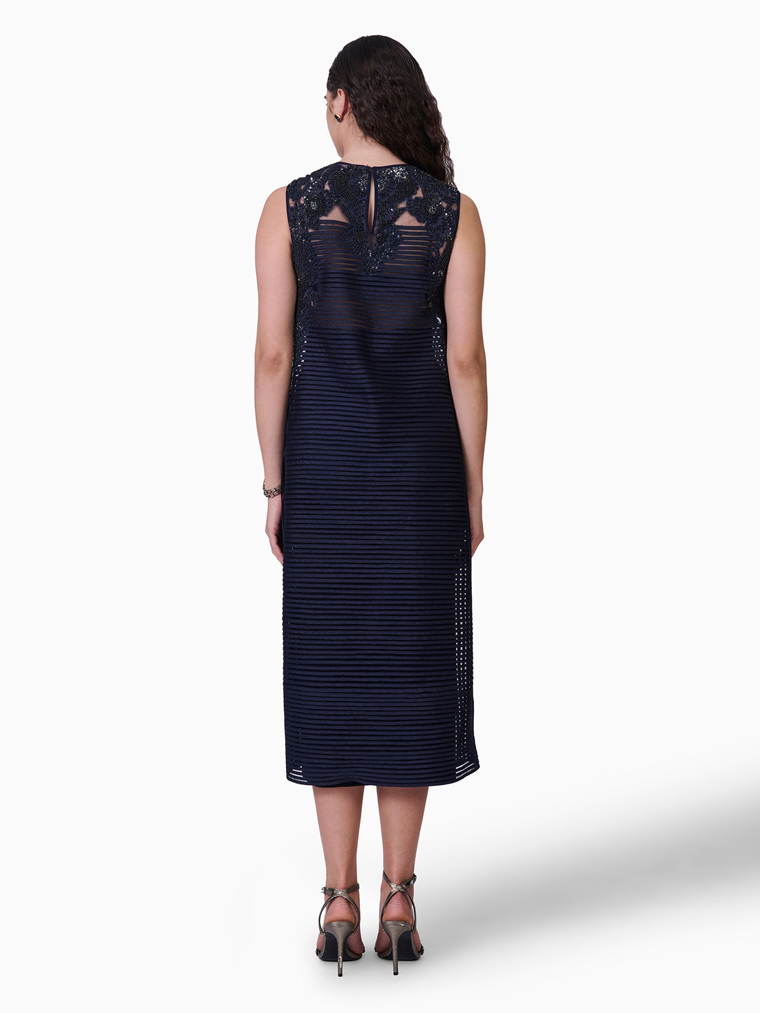 Navy Sheer Layered Ensemble Top