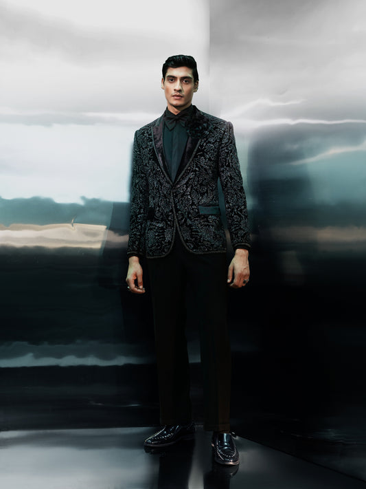 Midnight Baroque Velvet Jacket Ensemble
