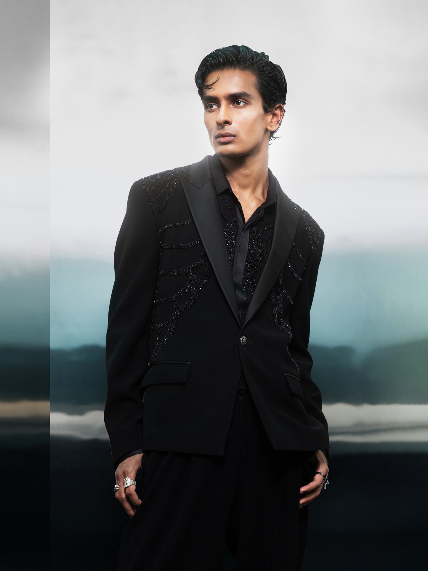Shadowwave Beaded Tuxedo Ensemble