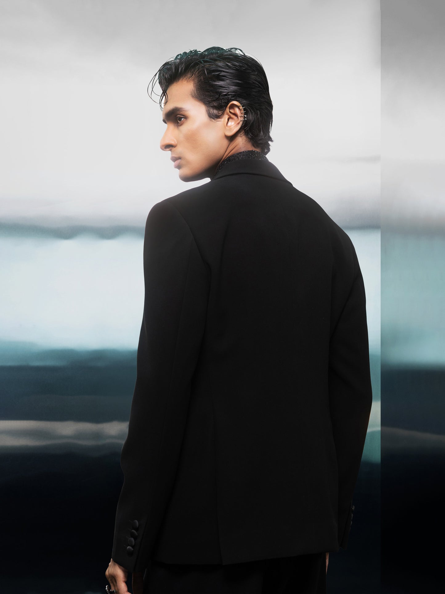 Onyx Mirage Beaded Lapel Suit