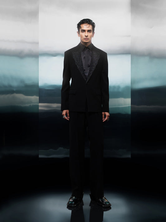 Onyx Mirage Beaded Lapel Suit