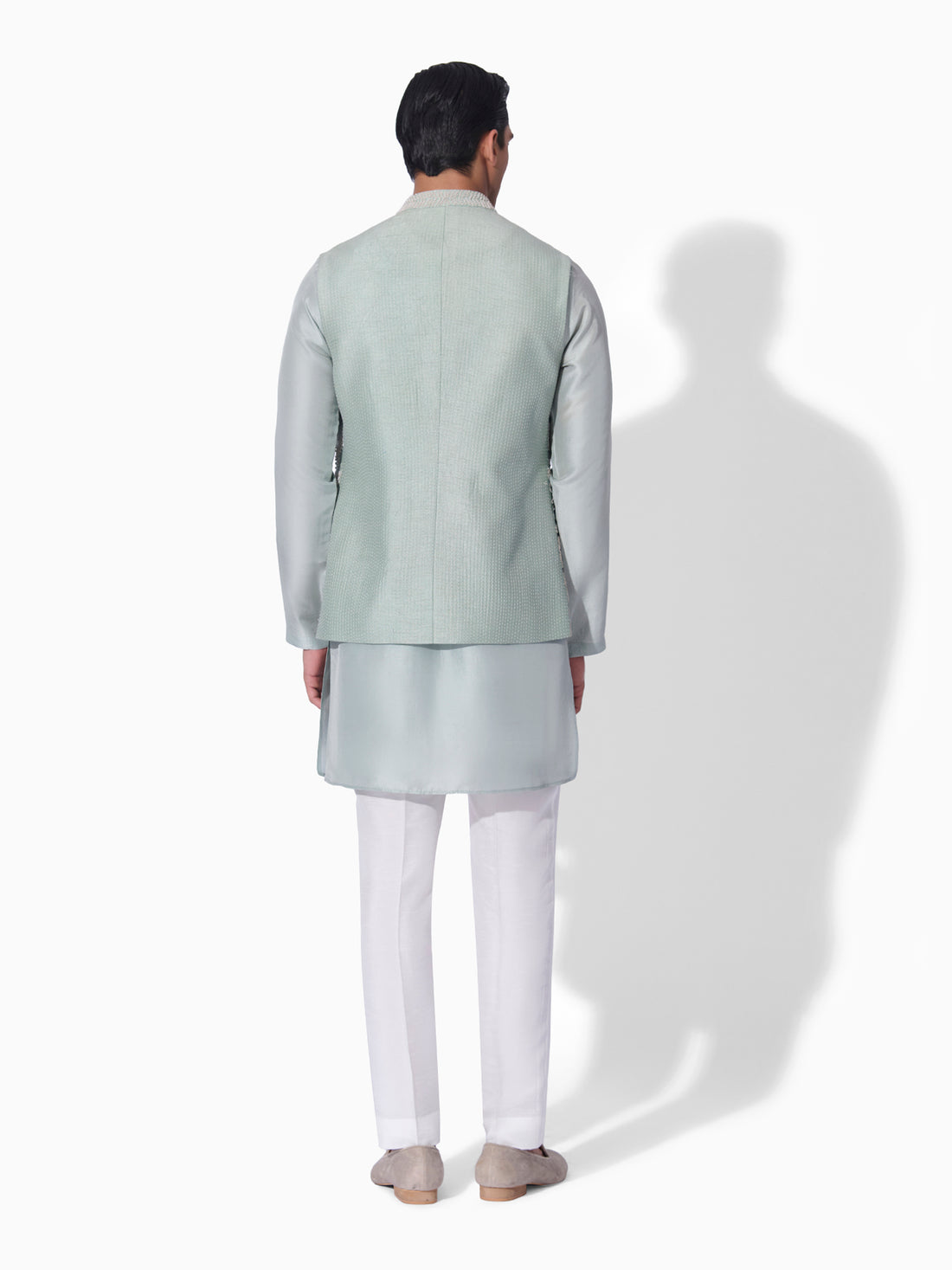 Green Lilly Embroidered Bundi Set