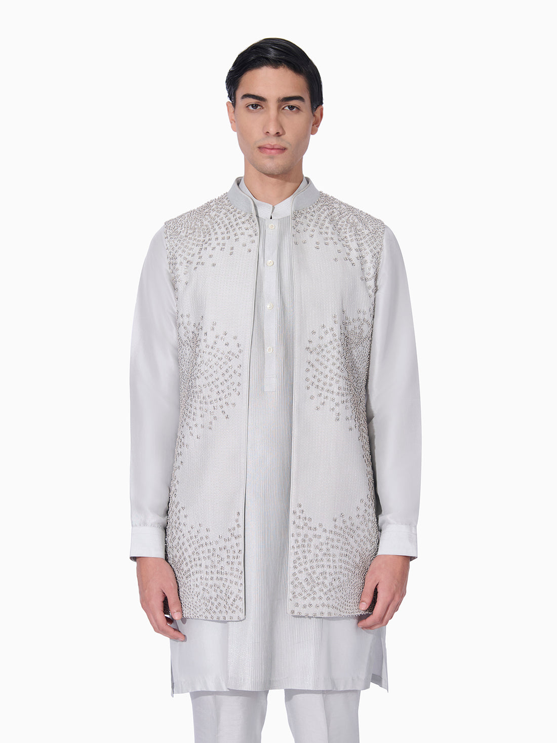 Ice Blue Embroidered Bundi Set