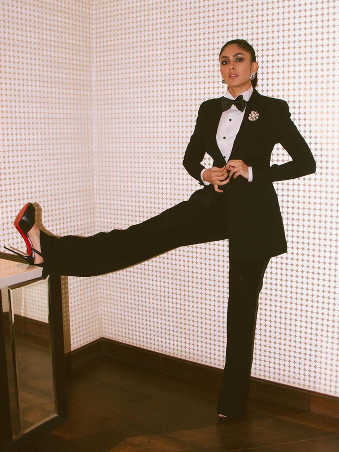 Mrunal Thakur • In Black Classic Tuxedo Set