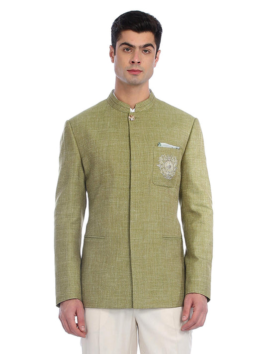 Mint Embroidered Bandhgala Jacket