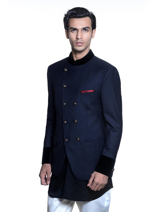 Black Velvet Bandhgala Jacket