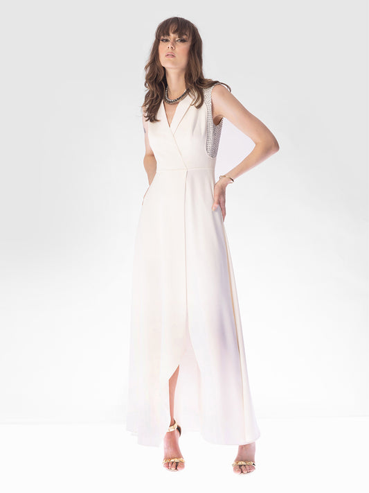Omega White Overlap Dress