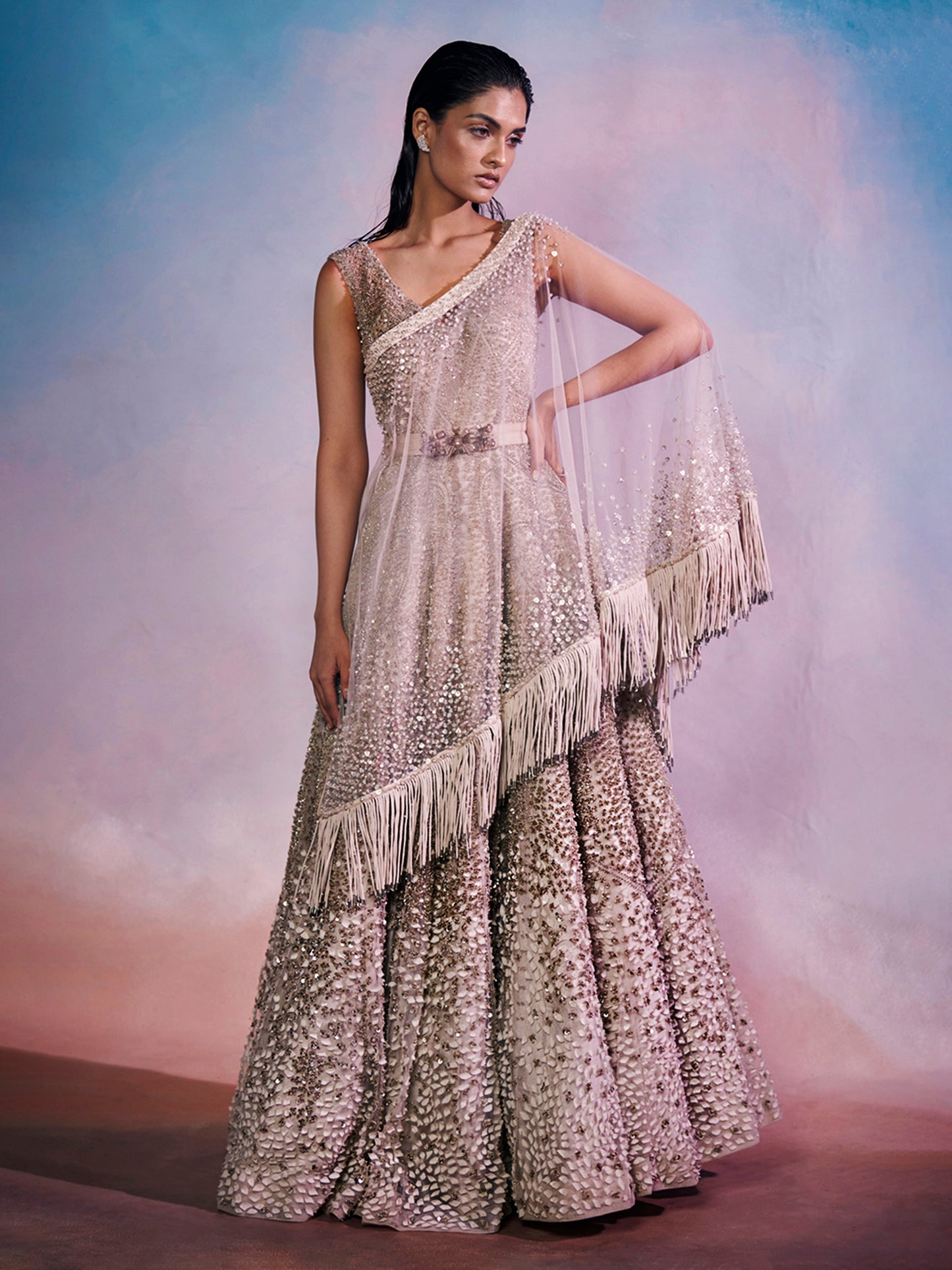 The Meadow Gown With Tasseled Cape