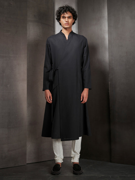 Black Wrap Long Kurta Set