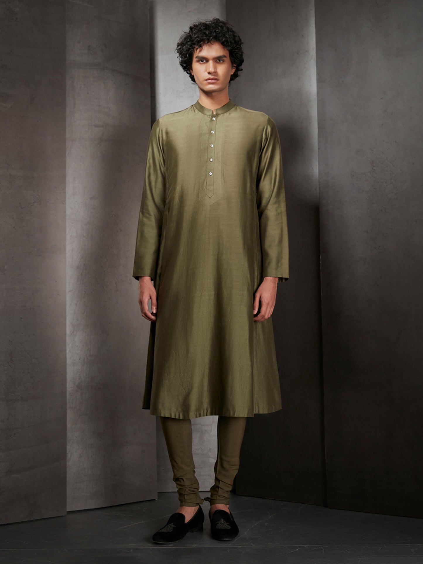 Olive Chanderi Kurta Set